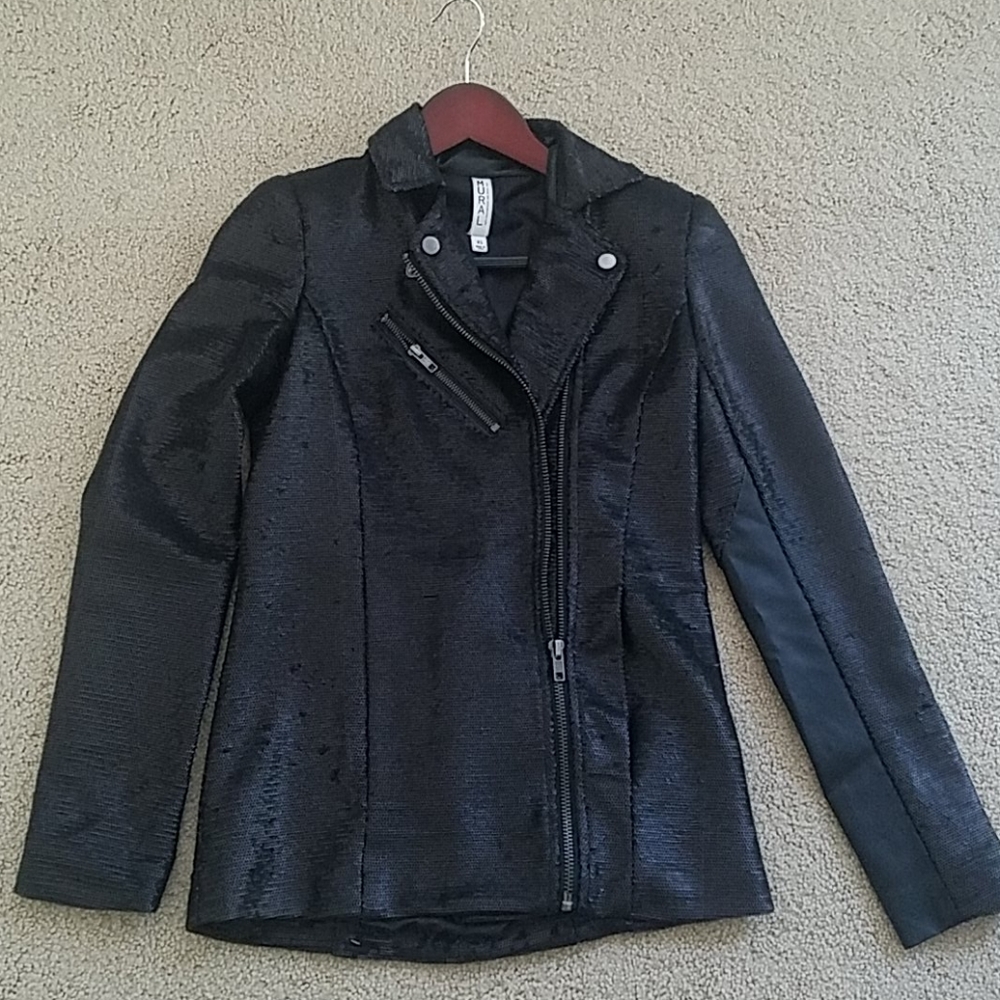 Mural sequins motorcycle jacket